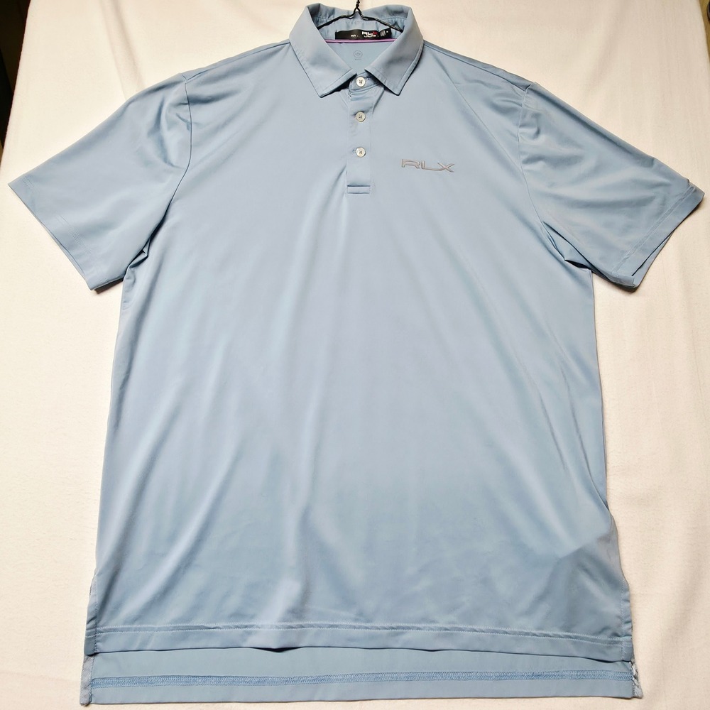Ralph Lauren RLX Polo Shirt Men's Medium Blue Short Sleeve Performance Stretch - Picture 3 of 10